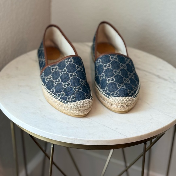 Gucci Blue and Brown Espadrille Shoes (***Brand New Never Worn***) - Picture 1 of 3